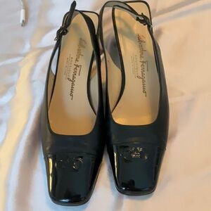 Salvatore Ferragamo Black Patent Leather Flats